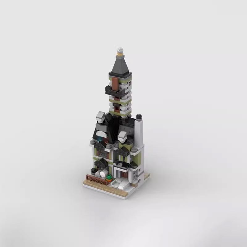 MOC-107172 Mini Building Street View Compatible Building Blocks Playground Haunted House Puzzle Assembly Building Model Toy