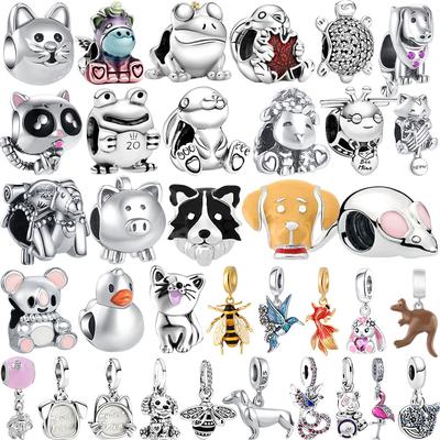 New Animals Series Pendants Copper Charms Dog Cat Pet Beads Fit Bracelet Necklace Dangle Diy Fashion Jewelry For Women