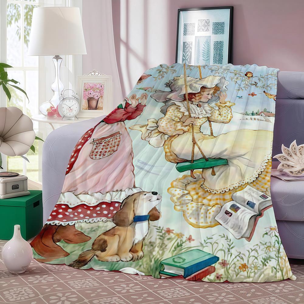 Cartoon schattige Sarah Kay Deken Voor Bank Kantoor Bed Vliegtuig Reizen Slapen Lezen Ontspannen Kamperen Zacht En Warm