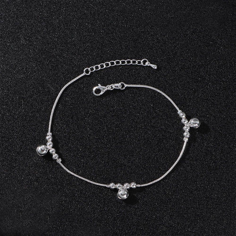 Simple Jewelry Fashion Bells Bead Silver Plated Chain Ankle Bracelet Foot Anklet