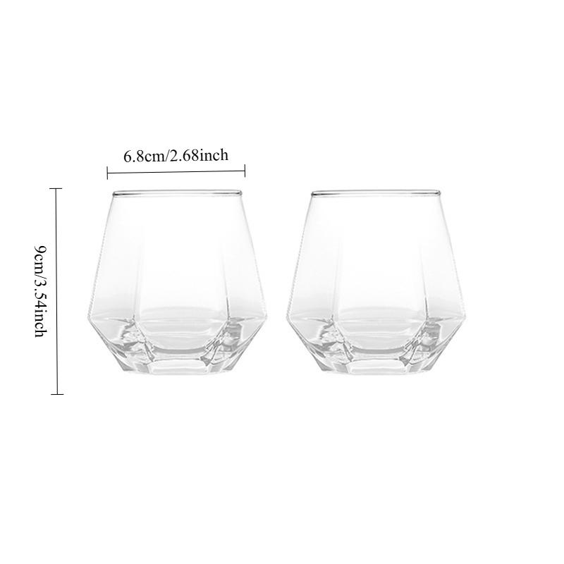 

11oz Creative Glass Cups Exquisite Cocktail Glass Transparent Coffee Cup Household Wine Glasses Drinking Tools New Year Gifts 2pcs