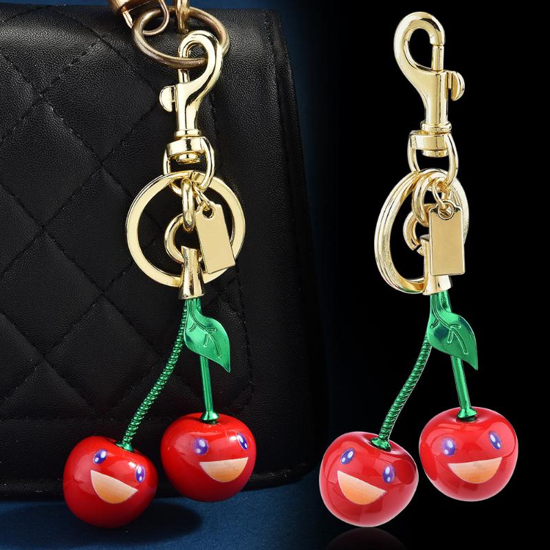 Smiling Cherry Keychain Cherries Bag Pendant Keyring Backpack Decoration Accessories Gifts Women Men Car Key Chains