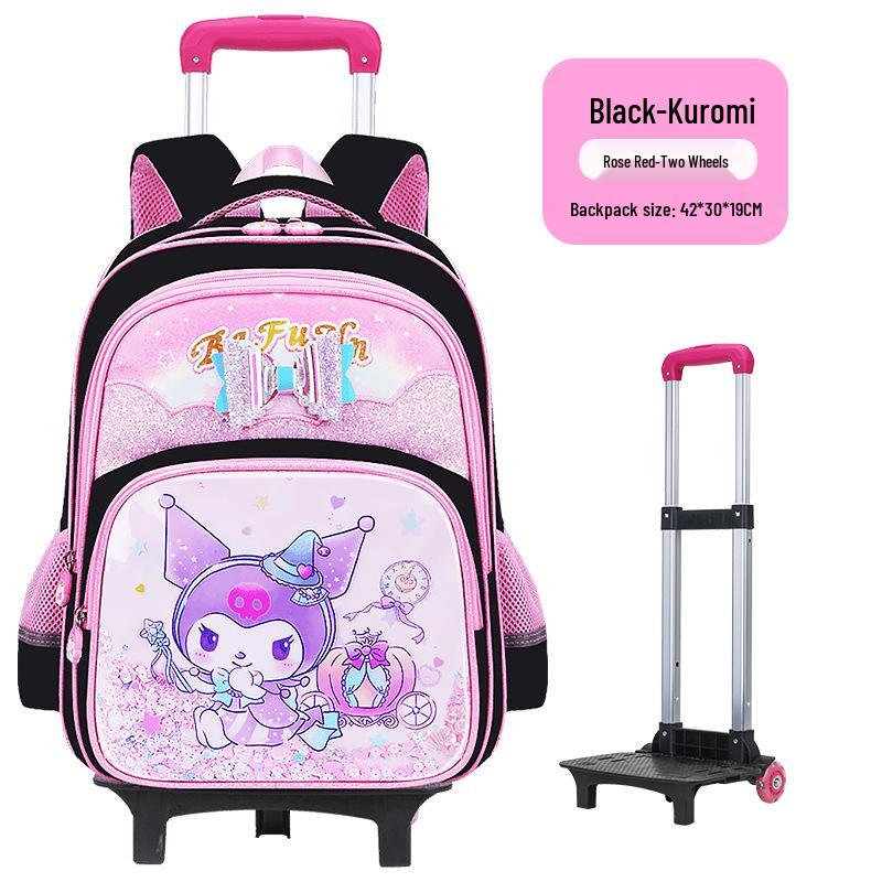 Lightweight Trolley Schoolbag for Primary School Girls - Large Capacity Backpack for Grades 1-6