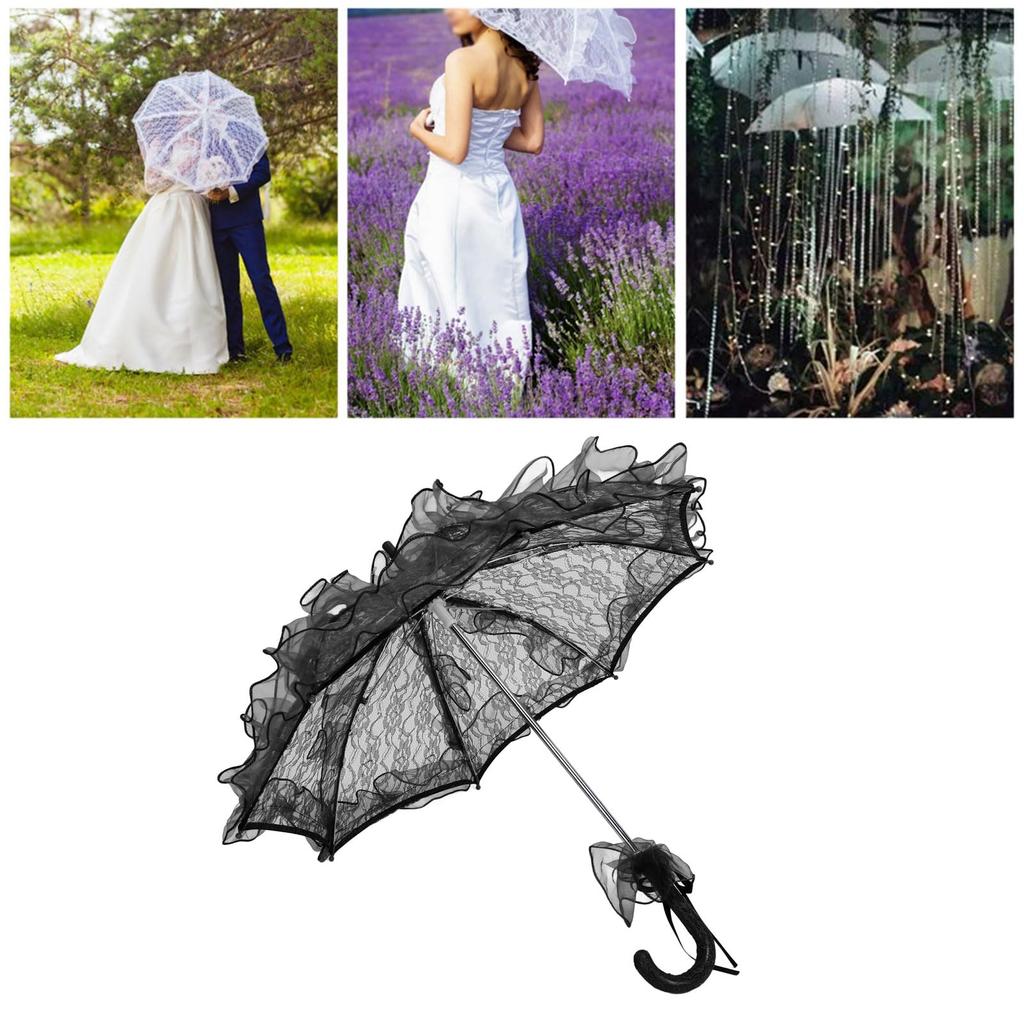 Zerodis Lace Parasol Umbrella 60cm (Black)