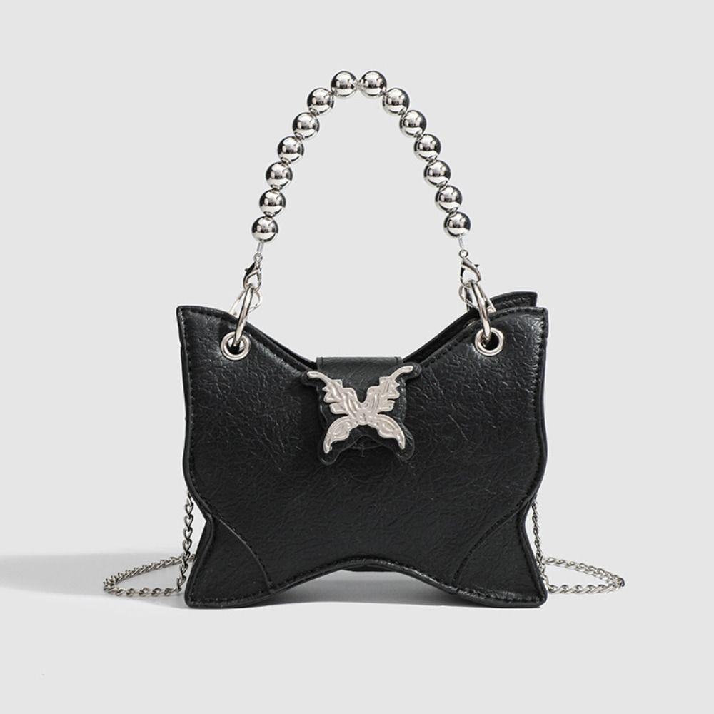 

Y2K бабочка цепочка сумки однотонные сумки хобо сумка подарочные сумки через плечо для женщин чёрный