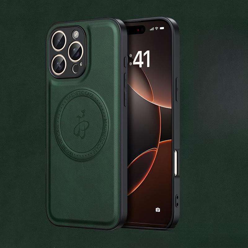 High-End Magnetische Ständer-Handyhülle mit Ledertextur, Apple 16PROMAXiPhone15 Schutzhülle 11