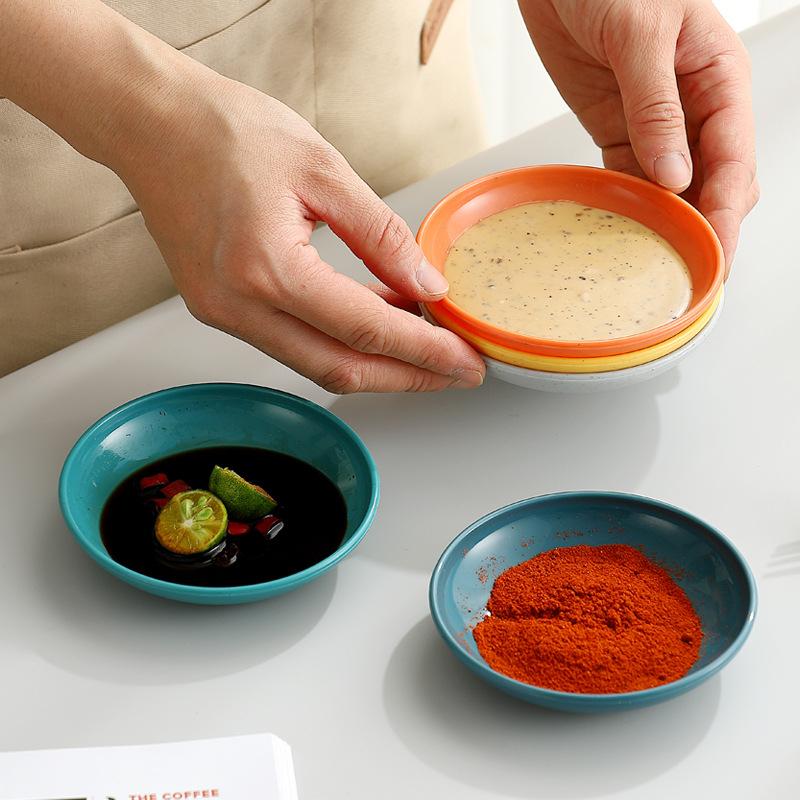 5 szt. Okrągłe słomiane małe naczynie do przypraw sos sojowy talerze gorący garnek BBQ dip spodek naczynia kuchenne pojemnik na przekąski