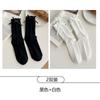 Womens Cotton Mid-Calf Socks With Bow Detail Japanese Style Ribbed Crew Soft Breathable Stackable Teens Young Adults