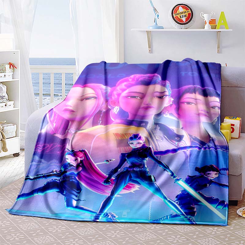 K-Pop-Demon-Hunters Blanket Hot Anime Flannel Blanket Fan Gift Suitable for Home Leisure Camping Travel Multifunctional Blanket1