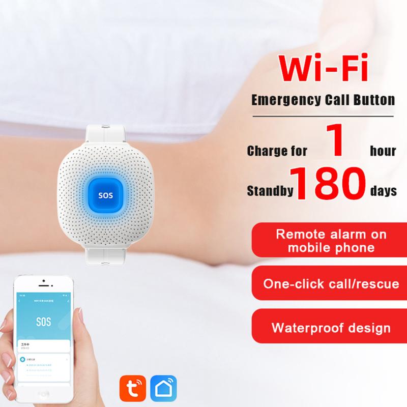 Waterproof Tuya Smart Wifi Safety Sos Bracelet Emergency Alert Sos Watch Elderly Fall Alarm Sos Call Panic Button