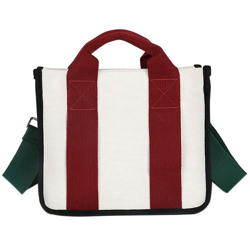 Korean Color Block Canvas Handbag Women's Fashion, Large & Small Sizes, Work & Casual Crossbody Bag