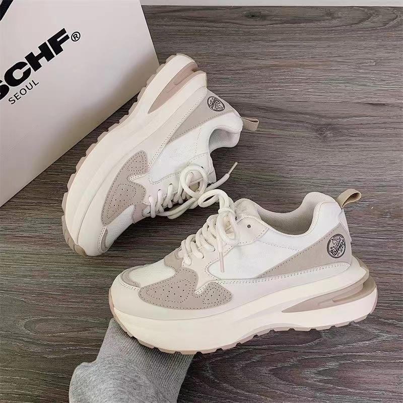 Spring Women's Vulcanize Shoes 2024 New Fashion Lace Up Soft Leather Casual Sneakers Woman Platform Sports Shoes for Women Tenis