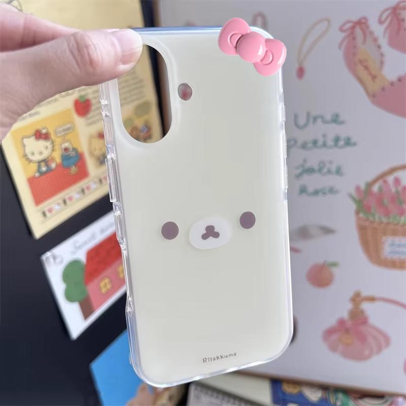 Giappone Coreano Stile INS Orso Carino e Rilassato Custodia per Telefono per iPhone 16 15 14 13 12 11 Pro Max XR XS 7 8 Plus MINI Y2K Copertura Fortunata