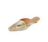 Fashion NEW Summer Women Mules Cotton Fabric Shoes for Women Square Toe Low Heel Slippers Cover Toe Slingback Sandals Embroidery Shoes