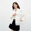Women's Ruffle Trim Stand-Up Collar Zip Jacket