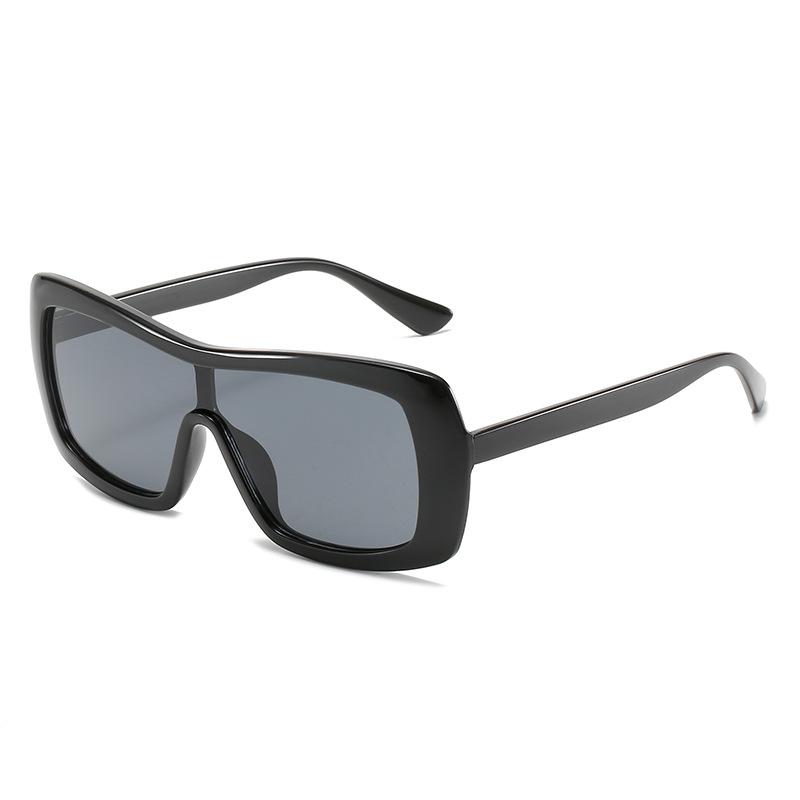 Einteilige Sonnenbrille, Bonbonfarbene integrierte Großrahmenbrille, Street-Shot Dünngesichts-Sonnenbrille für Frauen