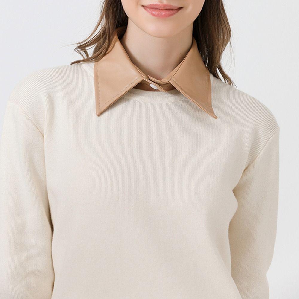 PU Leather Detachable Blouse False Collar Clothes Accessories Neck Shoulder Wraps Shirt Fake Collar