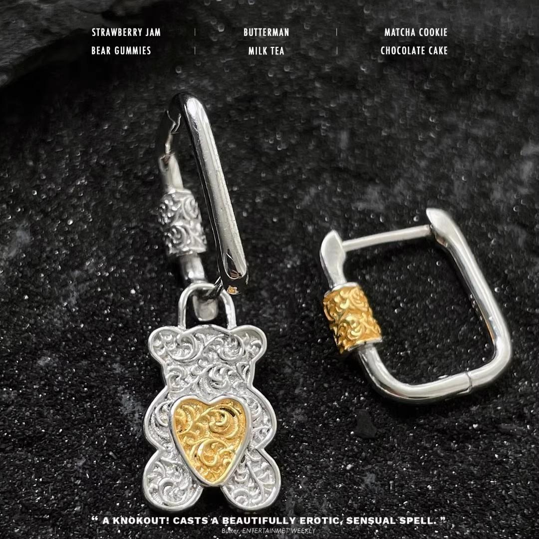 

BELLA BOX ретро мода золото и серебро цвет блок Тан трава узор серьги Love Bear подходит для женщин повседневные вечерние модные украшения