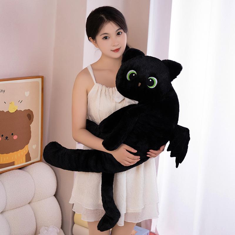 Creative Soft Black Cat Throw Pillow Plush Toy Doll Kitten Doll Girl Soothing Rag Doll Birthday Gift