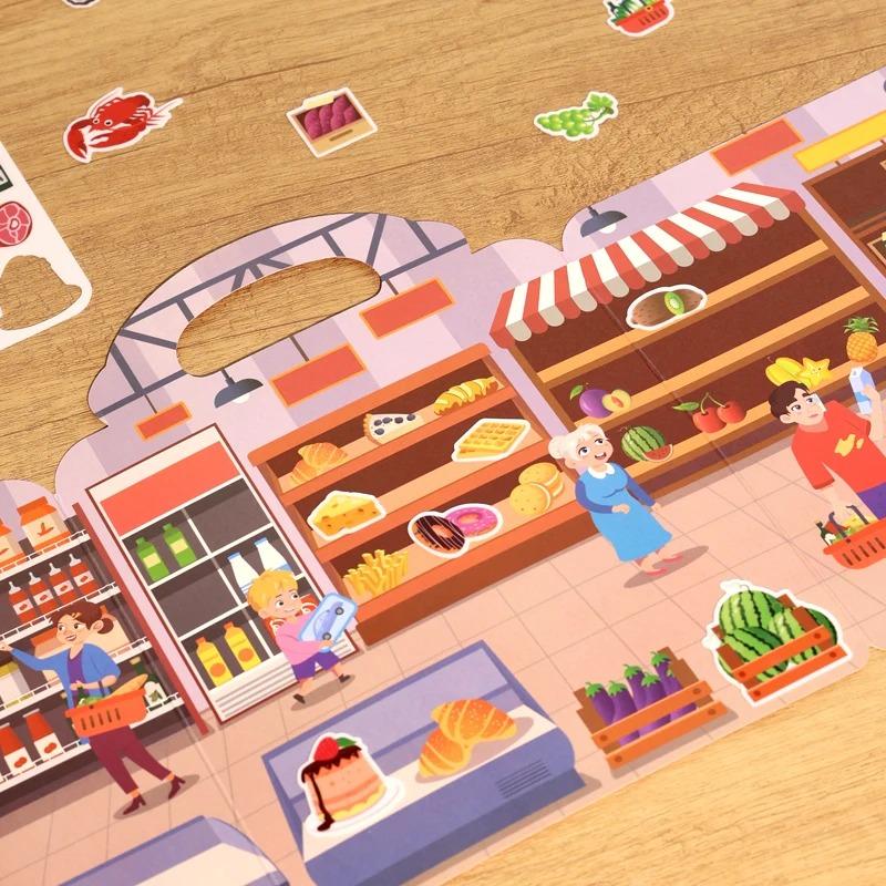 Reusable Sticker Book for Kids Vehicles Truck Multi-Theme Bubble Sticker Jelly Stickers Educational Learning Toys for Children