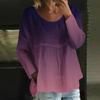 Women's Casual Fashion Loose Round Neck Gradient Print Long Sleeve Top
