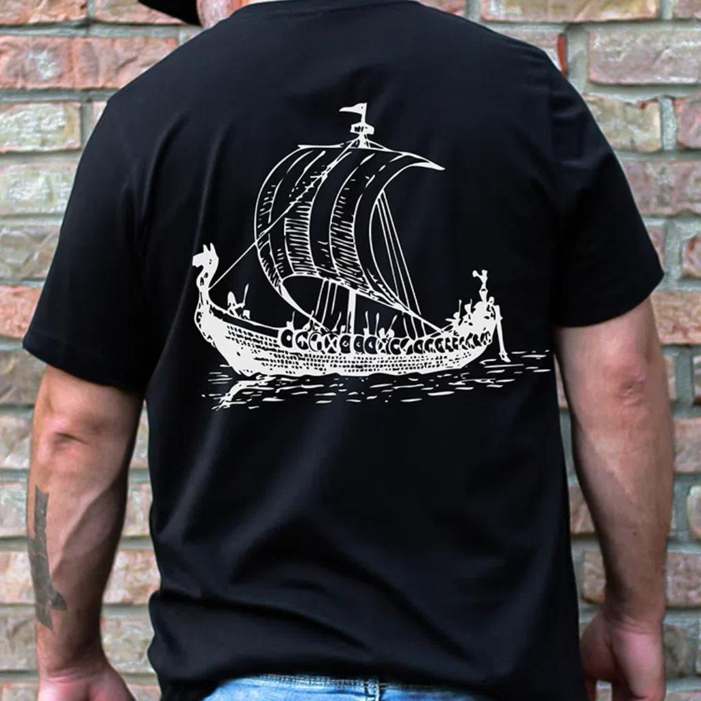3D Vikings Ship T-shirt Summer Outdoor Casual Men's T-shirt Running Sports Men's T-shirt Daily Street Men's Short-sleeved Top