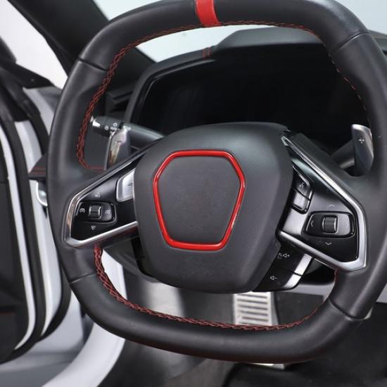 ABS Red Steering Wheel Emblem  Ring Trim Cover For Corvette C8 -25 US