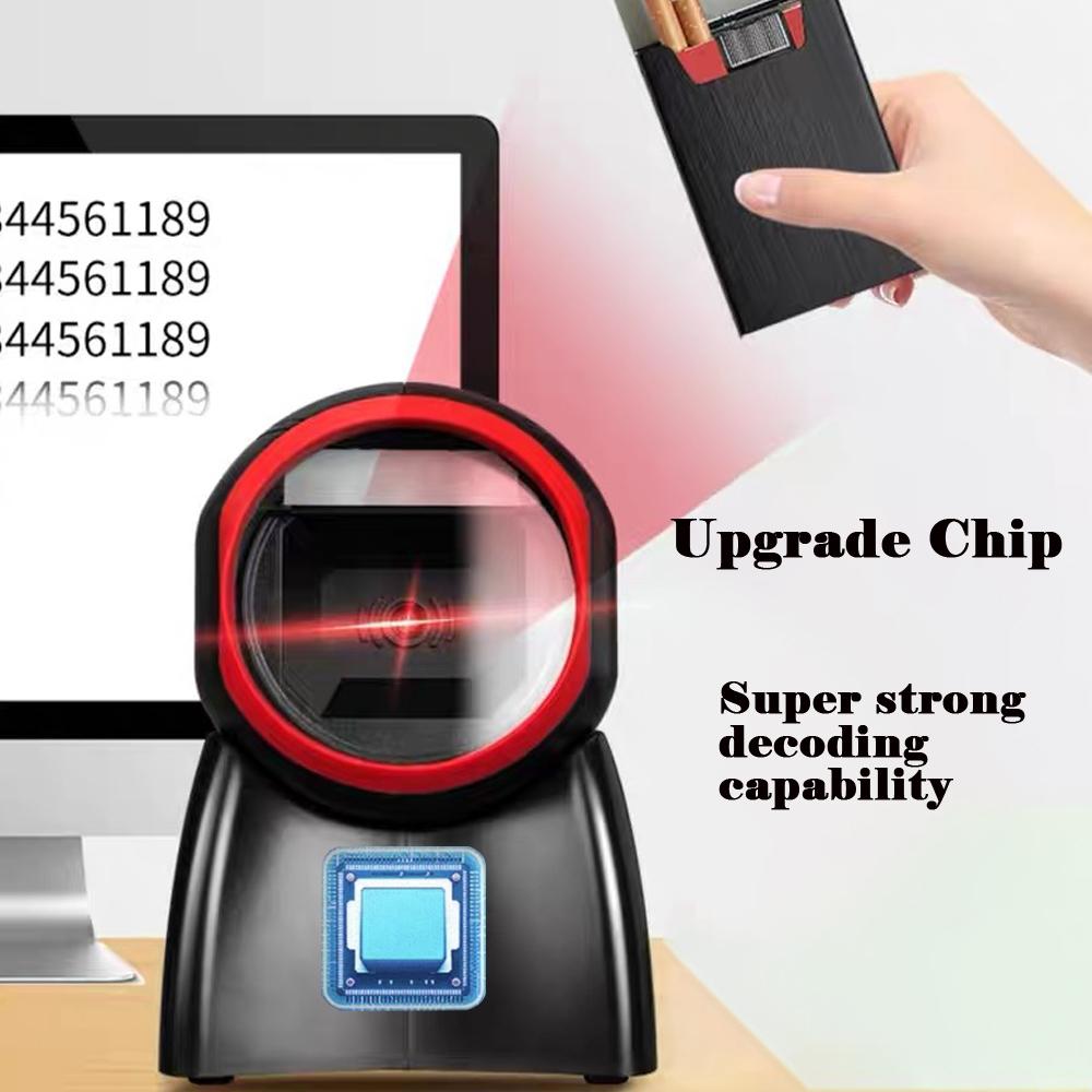 Platform Barcode Scanner 1D 2D Desktop Bar Scanner Hands-free Barcode Reader Store Product Qr Code Reader