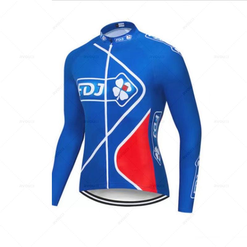 Fdj Pro 2023 Autumn Team Cycling Jersey 19D Bib Set MTB Uniform Bicycle Clothing Quick Dry Bike Clothes Mens Long Cycling Wear