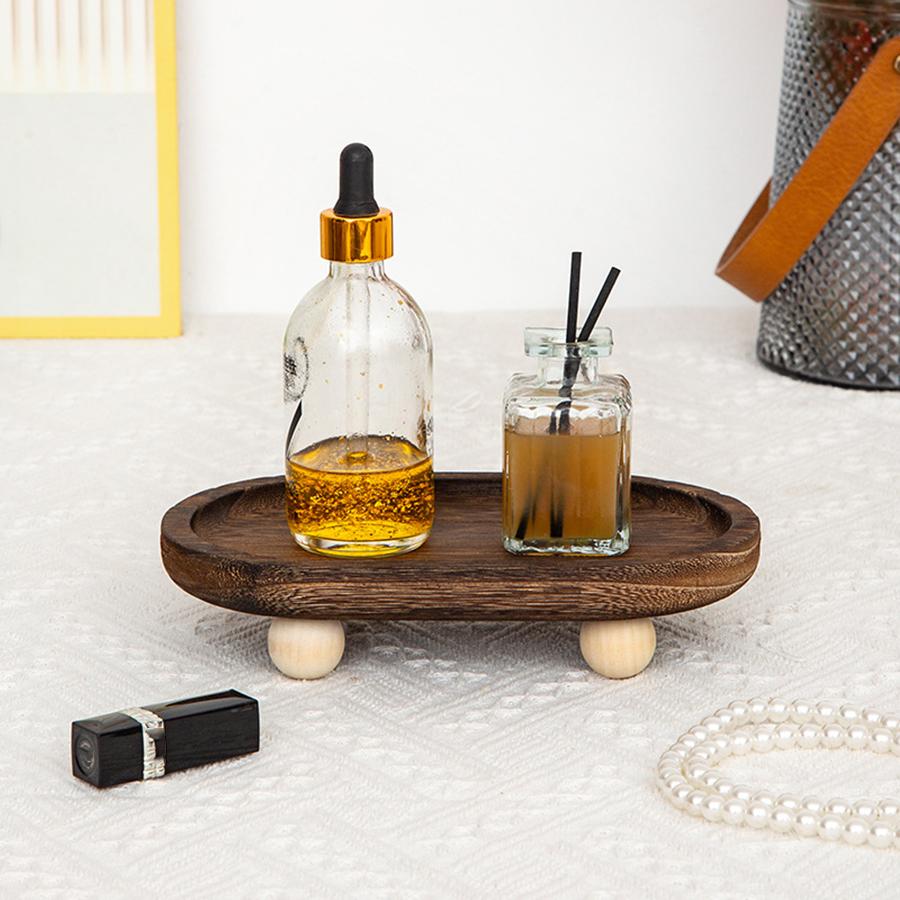 1pc Multi-functional Wooden Tray, Suitable for Aromatherapy, Key Storage, Etc. Elliptical Design
