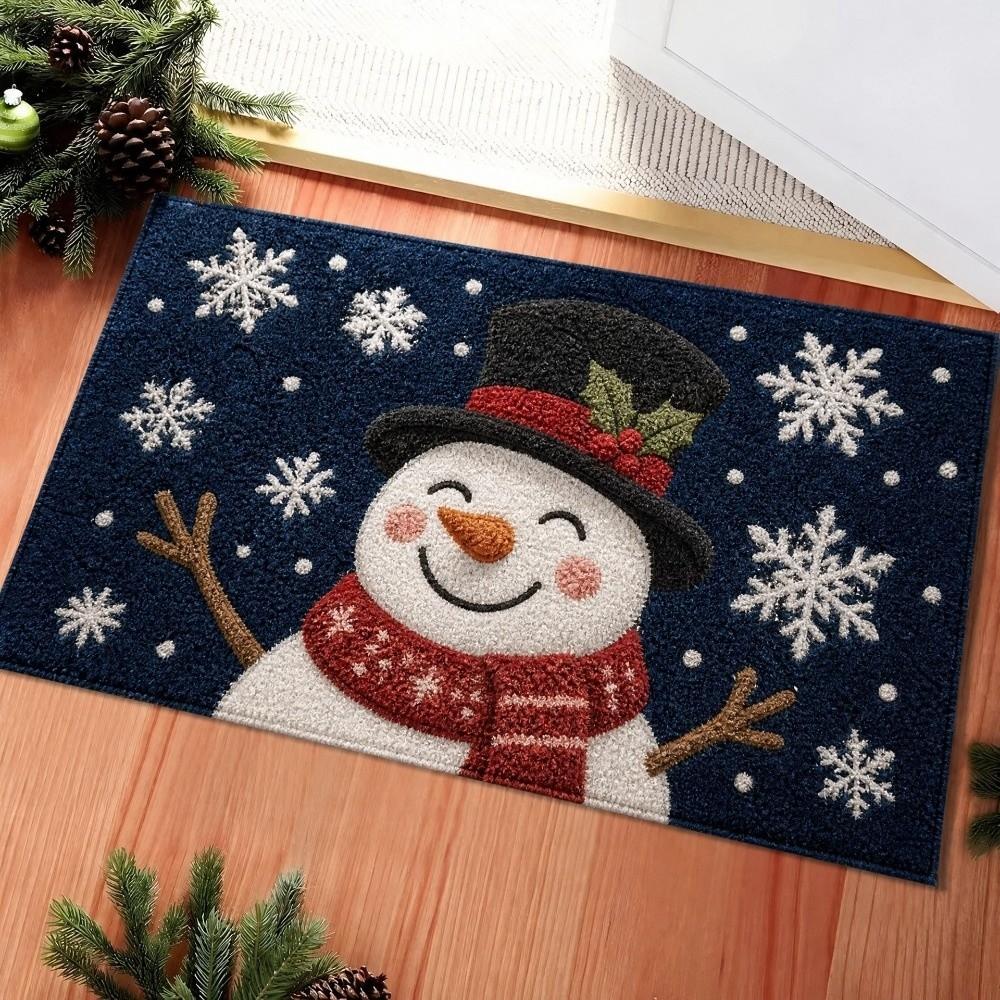 Santa Claus Design Bathroom Mat Water-absorbing Anti-slip Pad Door Carpet Christmas Season