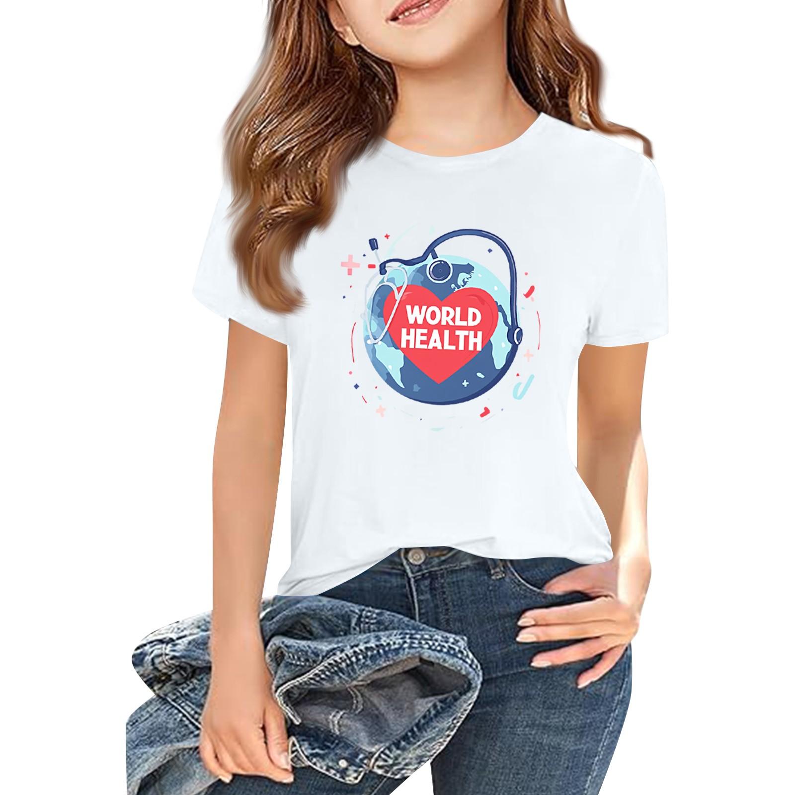 

Children s Fashion Casual Short Sleeve Printed Round Neck Short Sleeve T-Shirt Top 150 білий