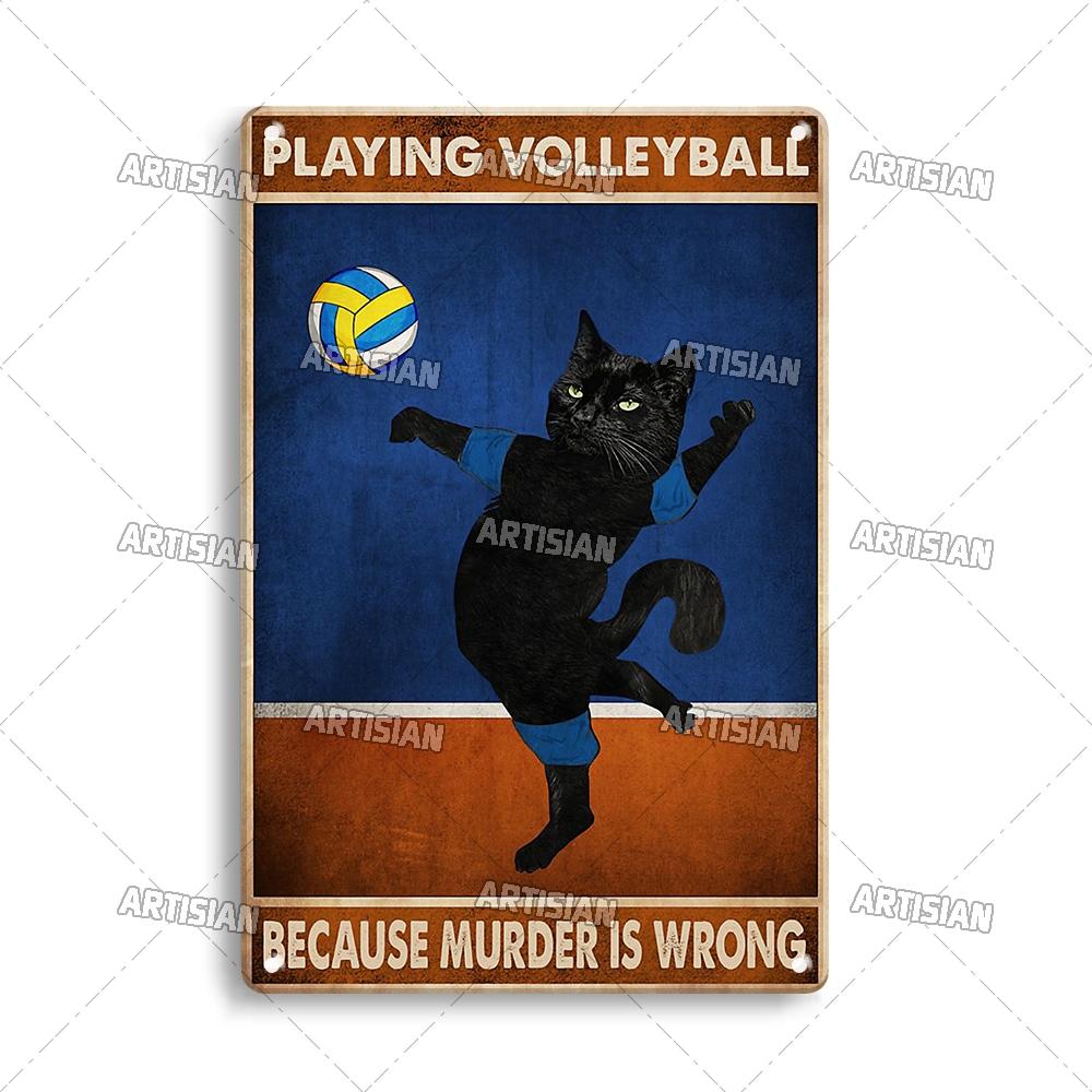 Artisian Black Cat Retro Metal Plaque Funny Pet Vintage Decorative Tin Sign Wall Decor Garage Bar Pub Club Kitchen Home Man Cave