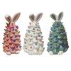 Happy Easter Bunny Tree Resin Bunny Figurines W/ Colorful Beads Tabletop Decor Lights Up Rabbits Spring Easter Decorations Gifts