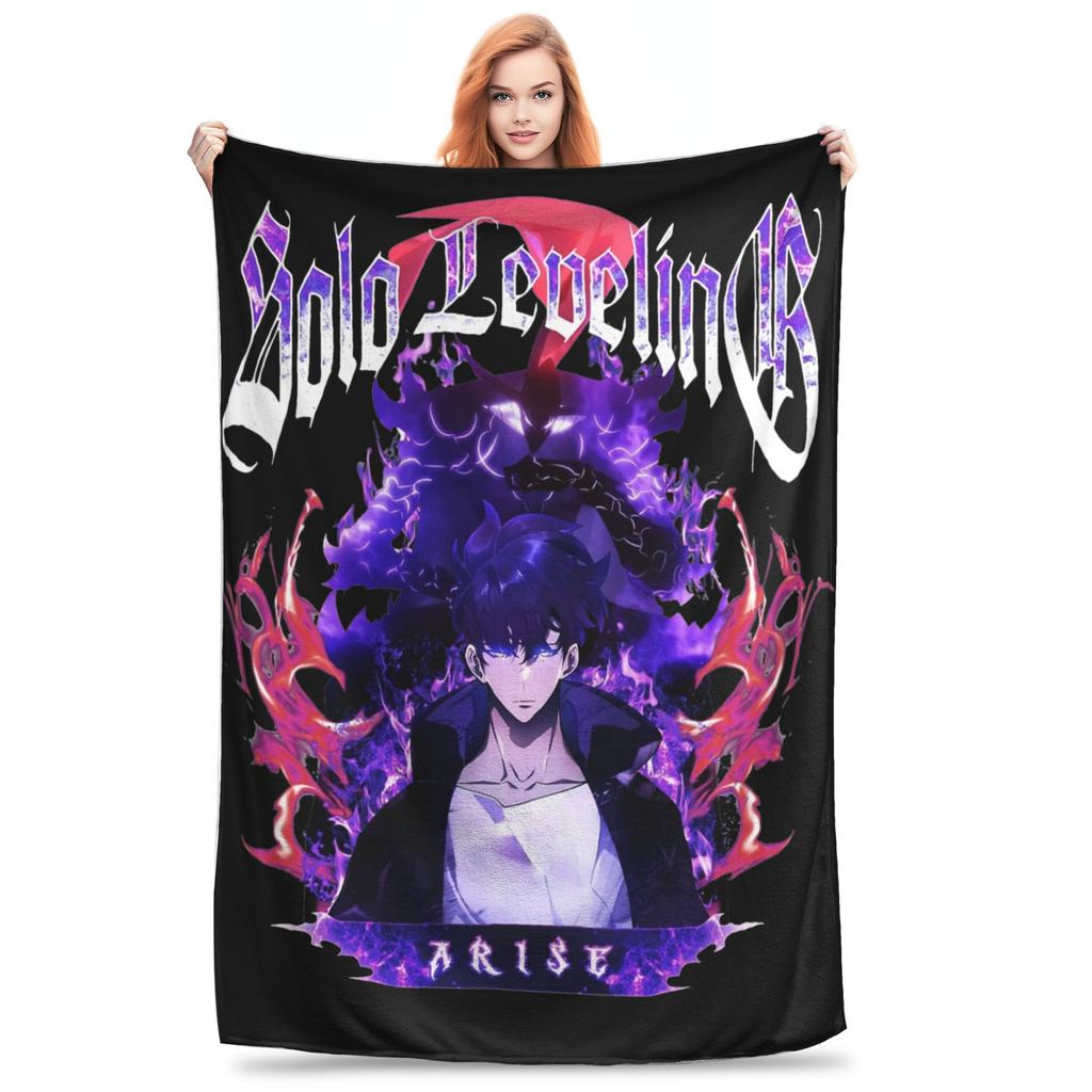 Solo S-ung Jin-woo Leveling Blankets Anime Solo Leveling Plush Vintage Breathable Throw Blankets for Home Winter