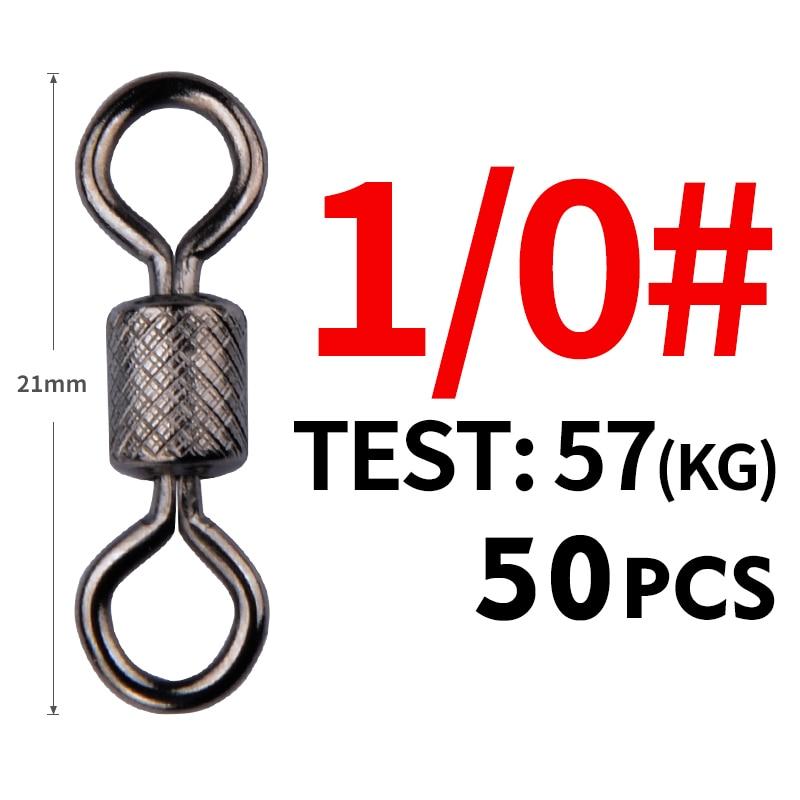 MEREDITH 50PCS/Lot Fishing Swivels Obratlík s kuličkovým ložiskem s bezpečnostní západkou Pevné kroužky Otočný obratlík pro příslušenství pro lov kaprů