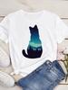 New Cute Love Heart Cat Print Women T-Shirt Casual Short Sleeve Top Summer Women's Clothing Cartoon Streetwear Y2k Clothes