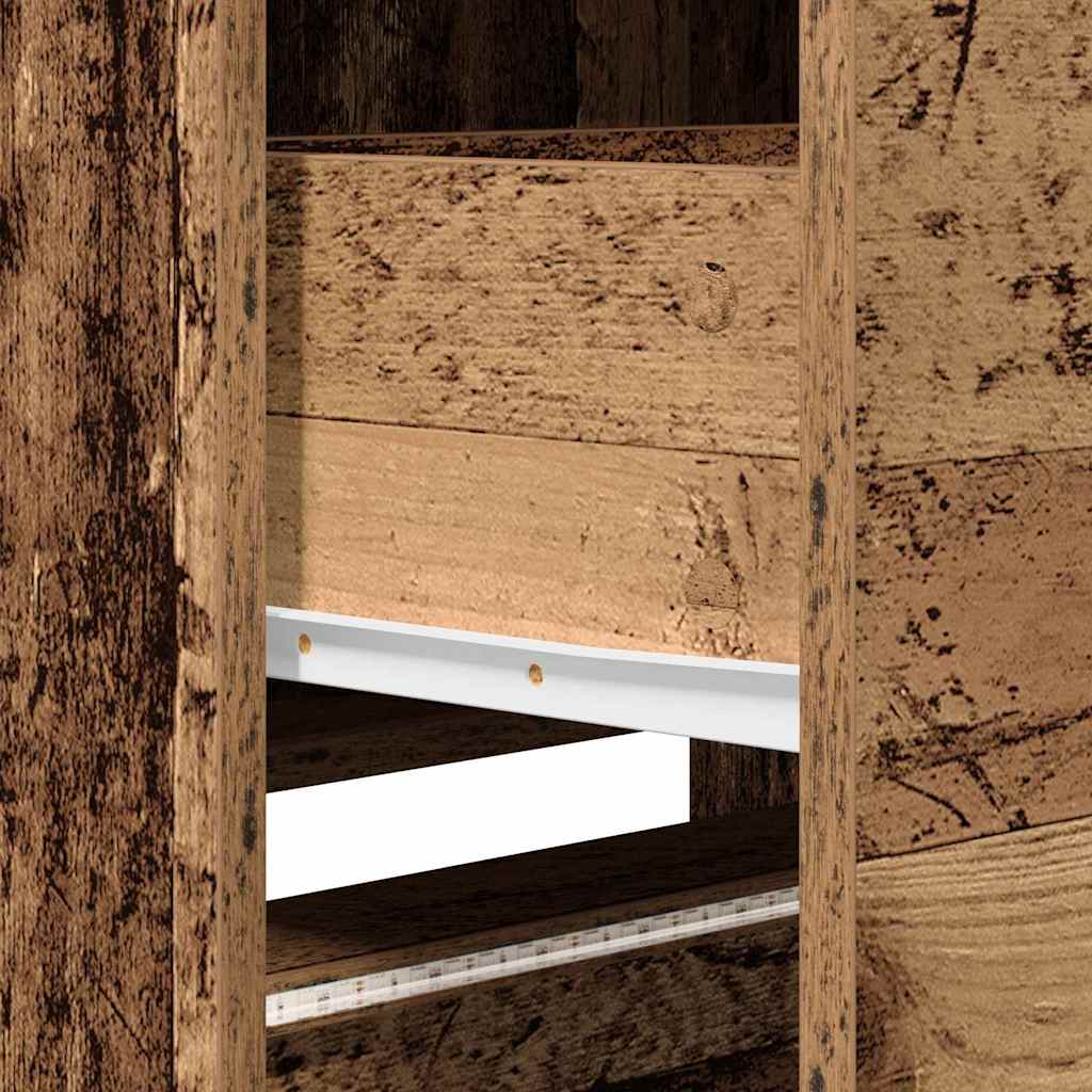 TV Stand with LED Lighting Reclaimed Wood Look 165 x 34 x 40 cm Particleboard