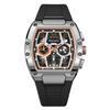 Multifunction Quartz Watches Mens Large Dial Fashion Tonneau Chronograph Watch Sports Silicone Strap,Date,Luminous