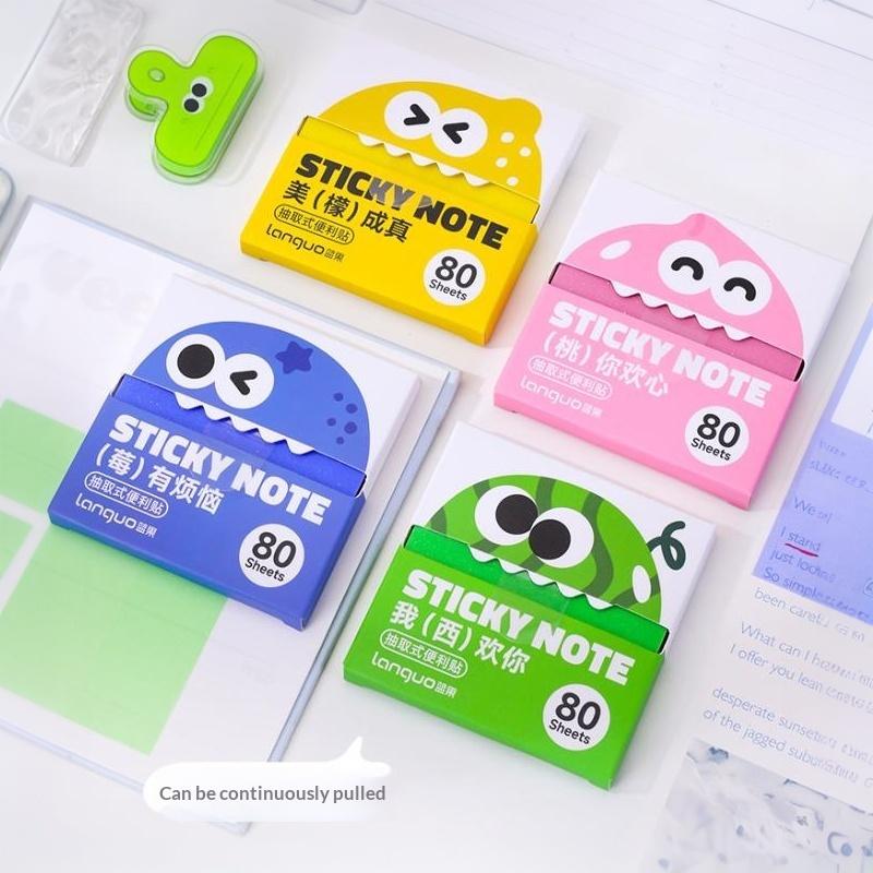 Pull-Out Pearlescent Paper Sticky Note 80 Sheets Per Box Self-Adhesive Memo Pad for Kids School Homework Reminder
