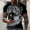 2021 Summer Men Tee 3D Printing Hot Cartoon Animal Lion Pattern T-shirt Casual Street Trend Short-Sleeved Loose Oversized Top