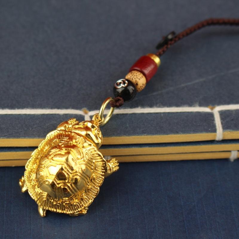 Pengagörande Gyllene Sköldpadda Nyckelring Legeringshänge Kreativ Personlighet Bilnyckelring Ring