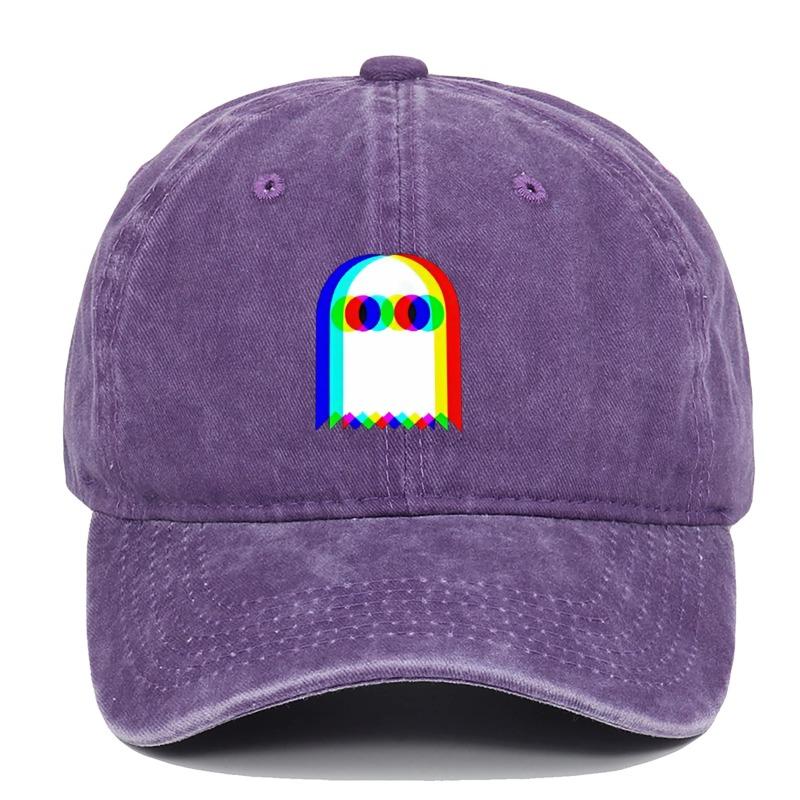 Colorful ghost print baseball cap suitable for daily dressing up and Halloween parties, adjustable outdoor sun protection hat