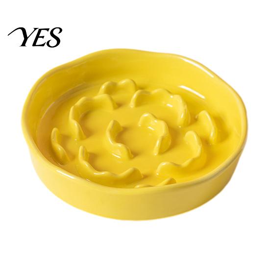 High Base Pet Bowl Raised Slow Feeder Bowl, Ceramic Down Eating Food Vomiting Prevention Anti Dish for Small Medium Dogs & Cats Cat