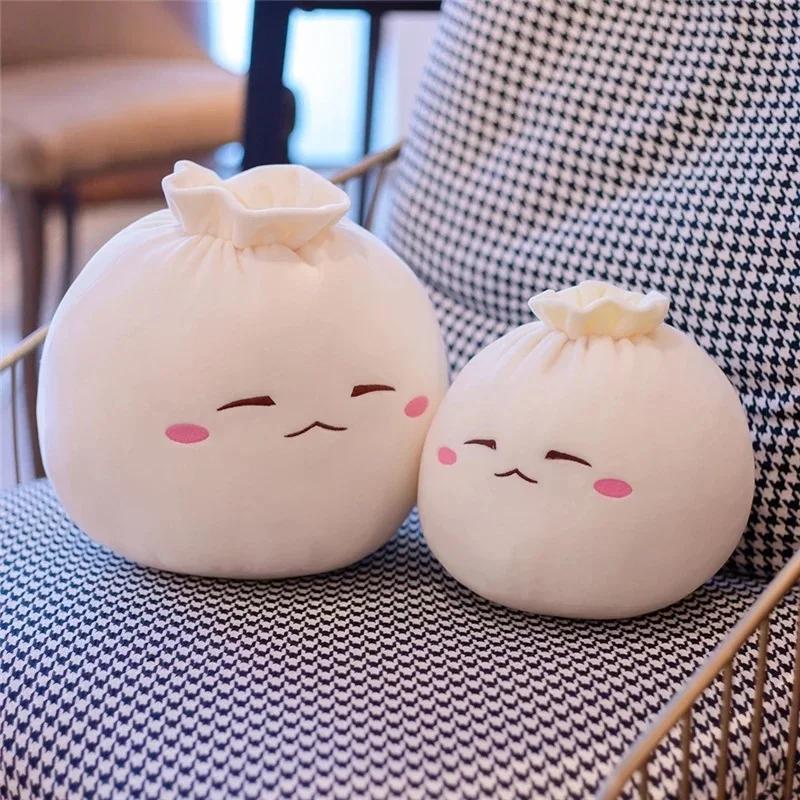20/25cm Cute Bun Toy Home Decor Sofa Hug Pillow Steamed Stuffed Bun Plush Toy Funny Face Food Soft Soup Dumplings Kids Girl Gift
