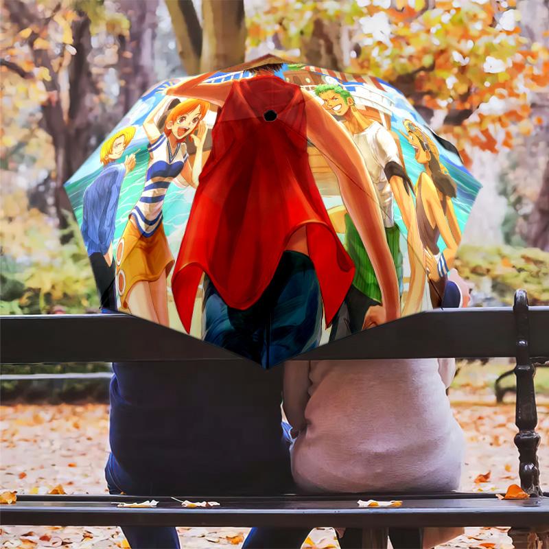 1 PC Automatic Folding Umbrella - Luffy D Pattern Portable Foldable Design With 8 Ribs Christmas Birthday Gifts