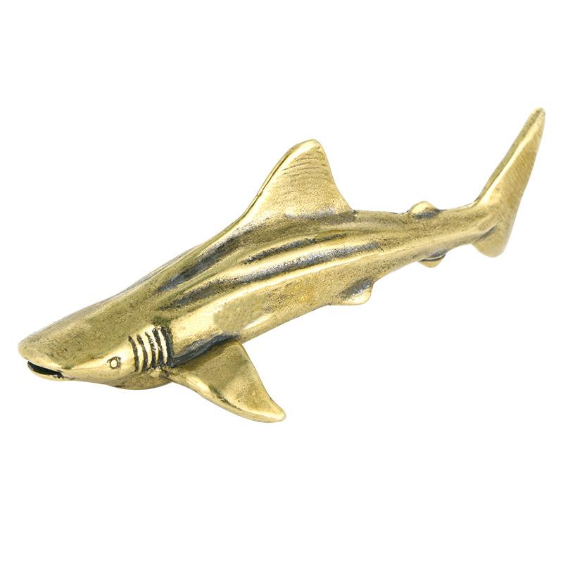 American Style Shark Antique Bronze Office Decoration Collection Ornaments Marine Animal Decorative Figurines Souvenir