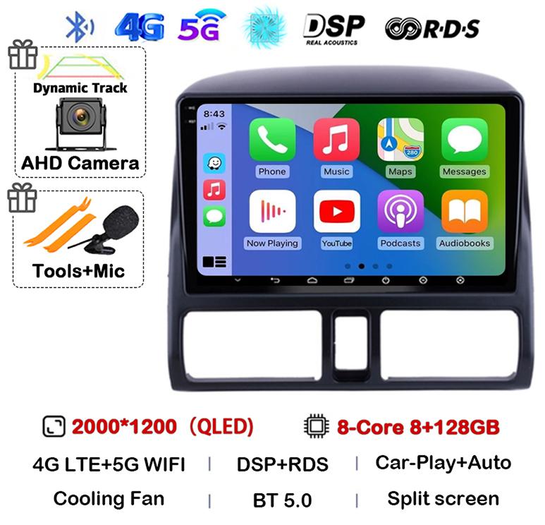 Android 14 Carplay Auto Car Radio For Honda CR-V CRV 2 2001-2006 Stereo GPS Multimedia Video Player WIFI+4G Head Unit Audio DSP