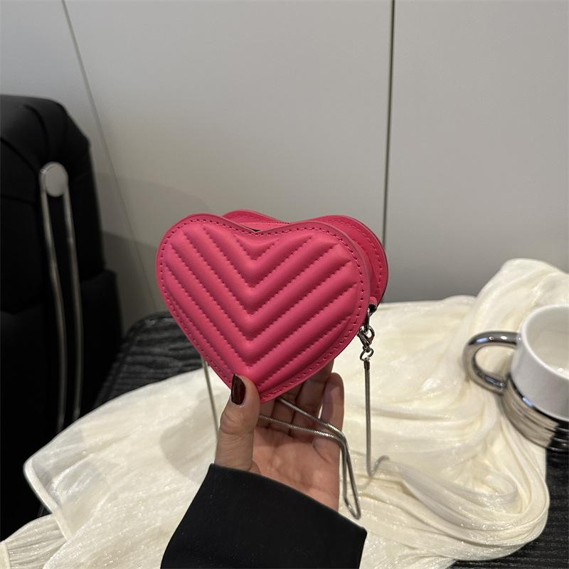 Simple foreign style solid color small bag women's 2025 summer new shoulder messenger bag texture love bag women's bag