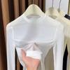 Dames Wit Rolkraag Doorzichtig Lange Mouwen Slim-Fit Basislaag Top